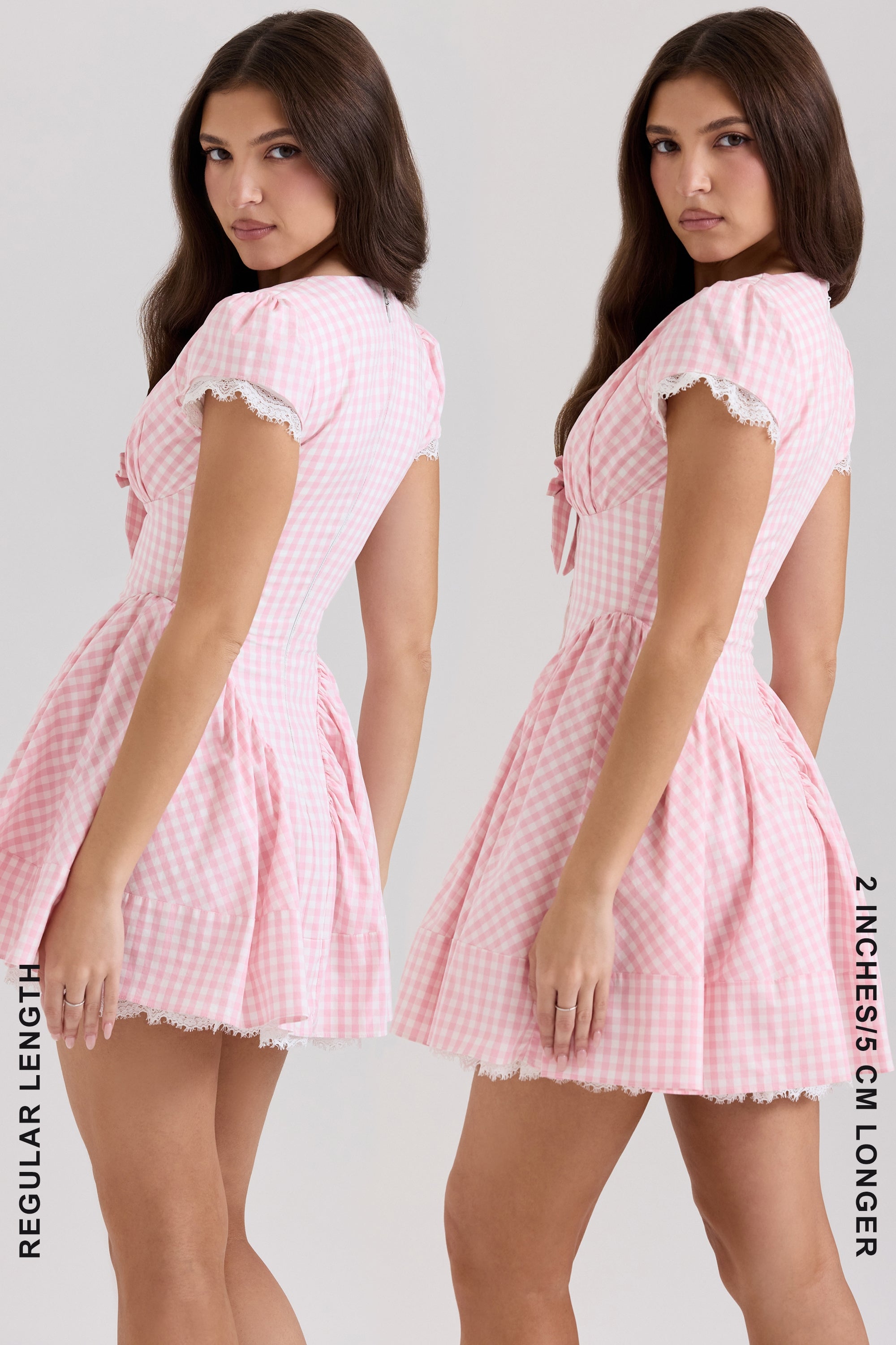 Emiliana-Pink Gingham Cotton Mini Dress