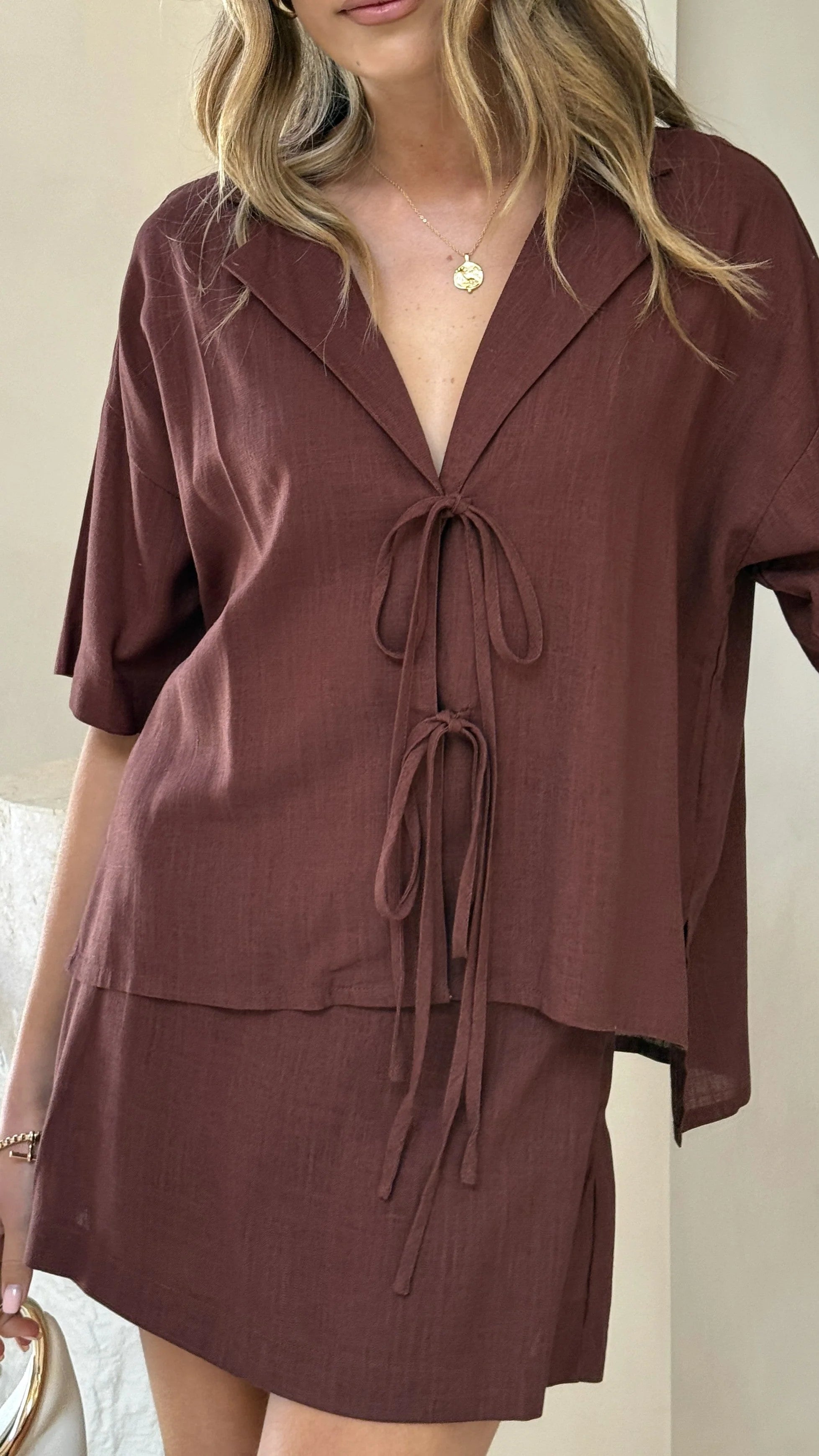 Louise Mini Skort - Brown