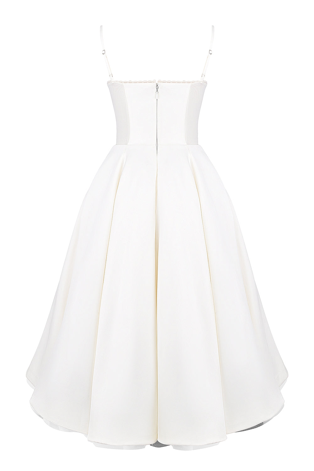 Mademoiselle-White Tulle Midi Dress
