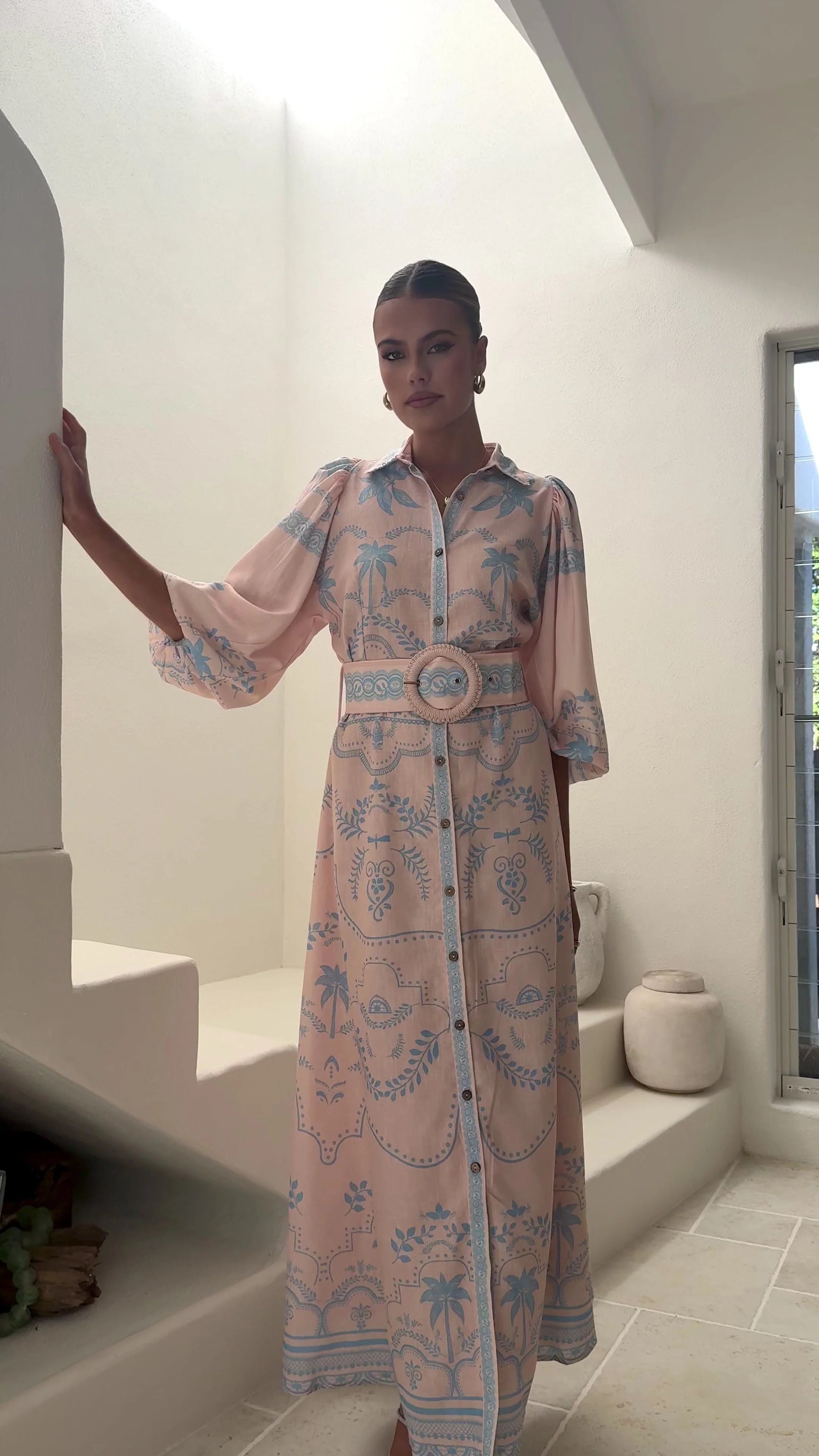 Xander Long Sleeve Maxi Dress - Blue