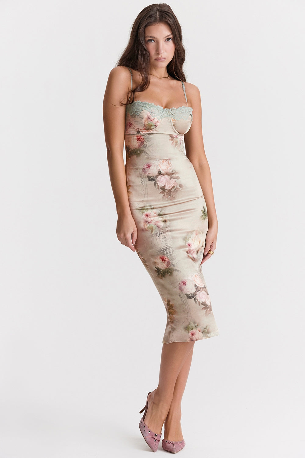 Venus-Vintage Floral Midi Dress