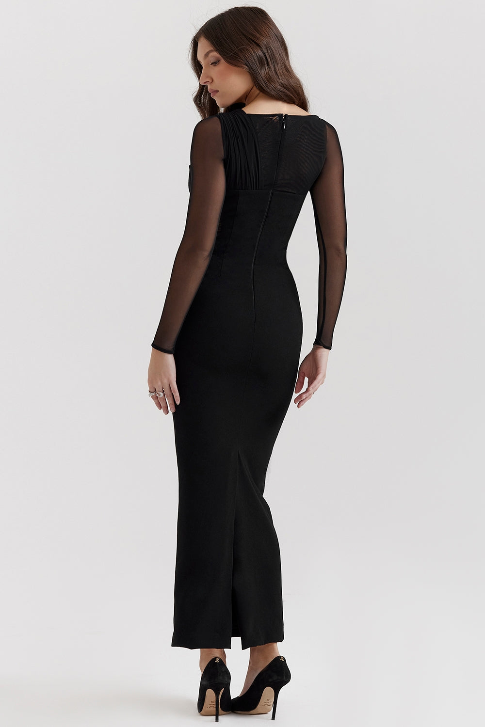 Zahra-Black Plunge Maxi Dress