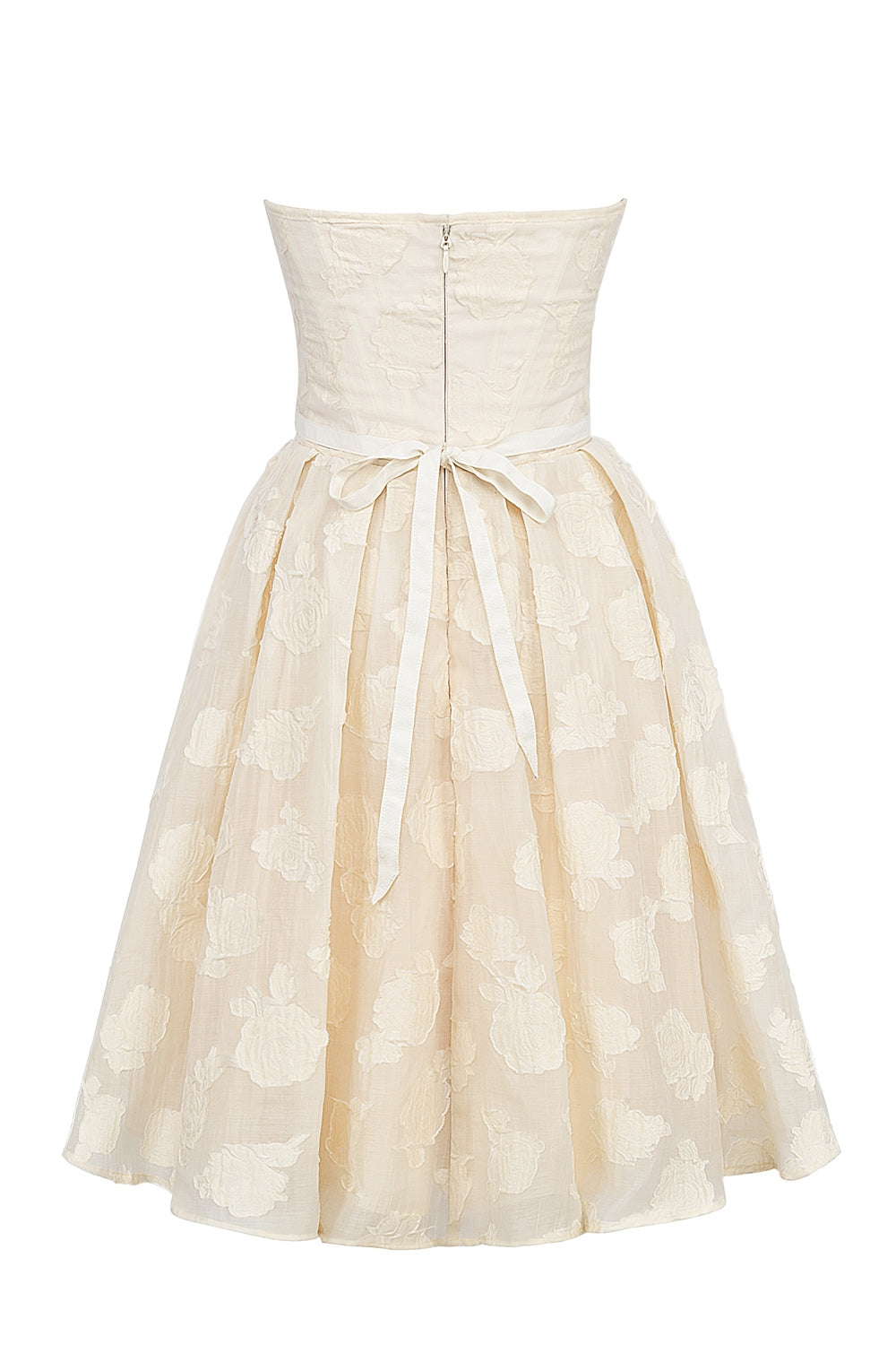Saige-Vintage Cream Floral Strapless Mini Dress