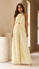 Melinda High Waist Pants - Soft Yellow