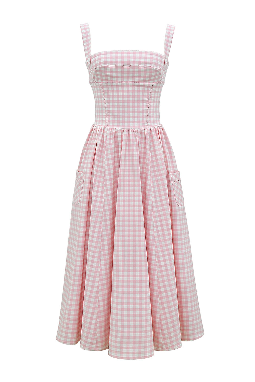 Vivien-Strawberry Shortcake Gingham Midi Sundress