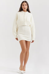 Salilah-Cream Chenille Blend Bomber Jacket - SALE