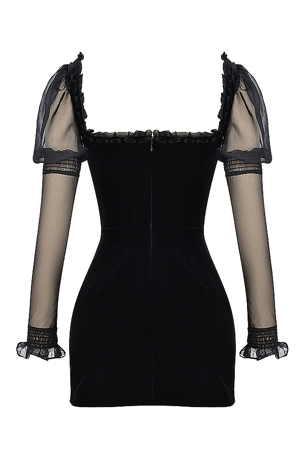 Syana-Black Velvet Mini Dress