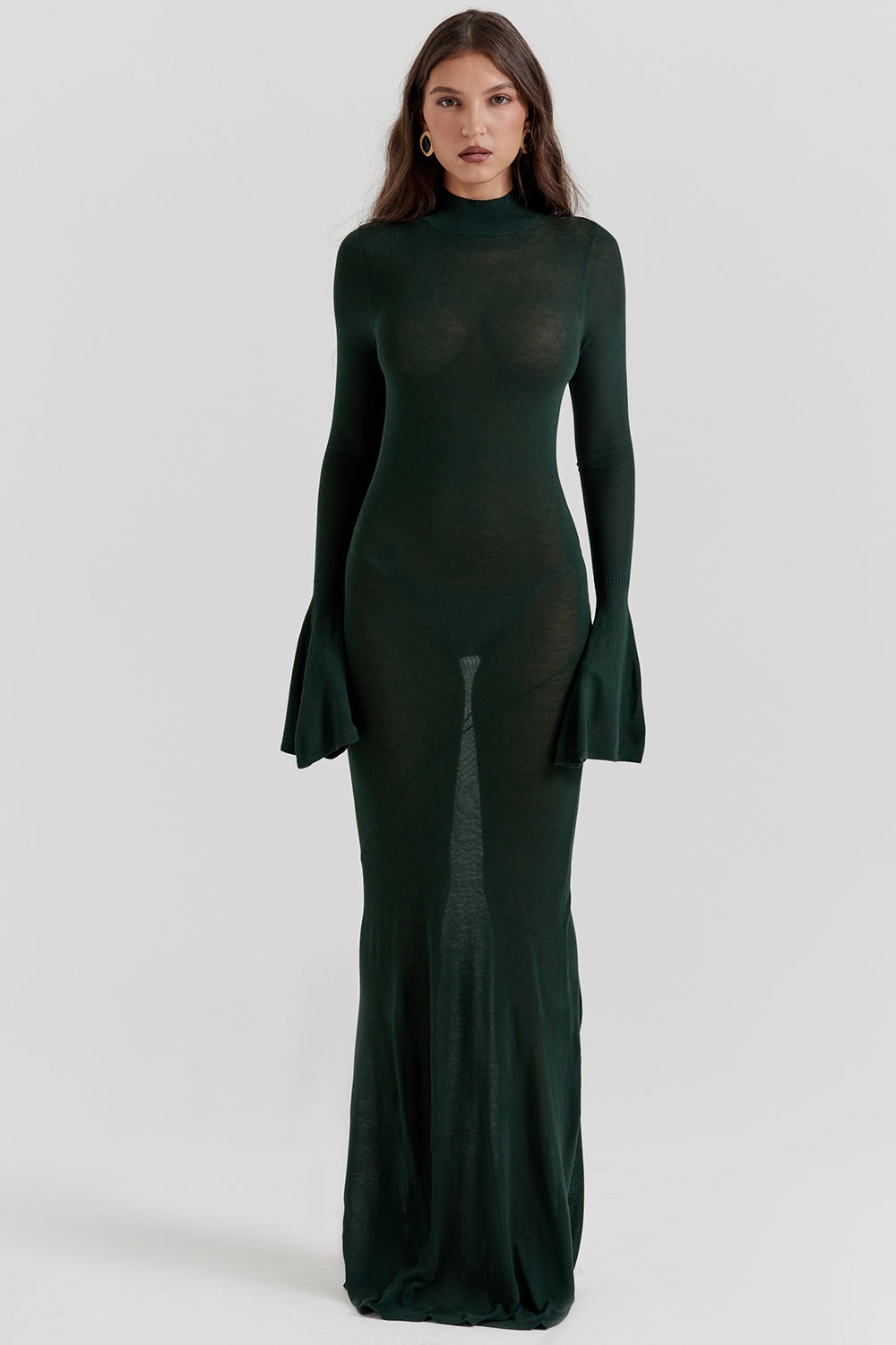 Sancha-Forest Green Knit Maxi Dress