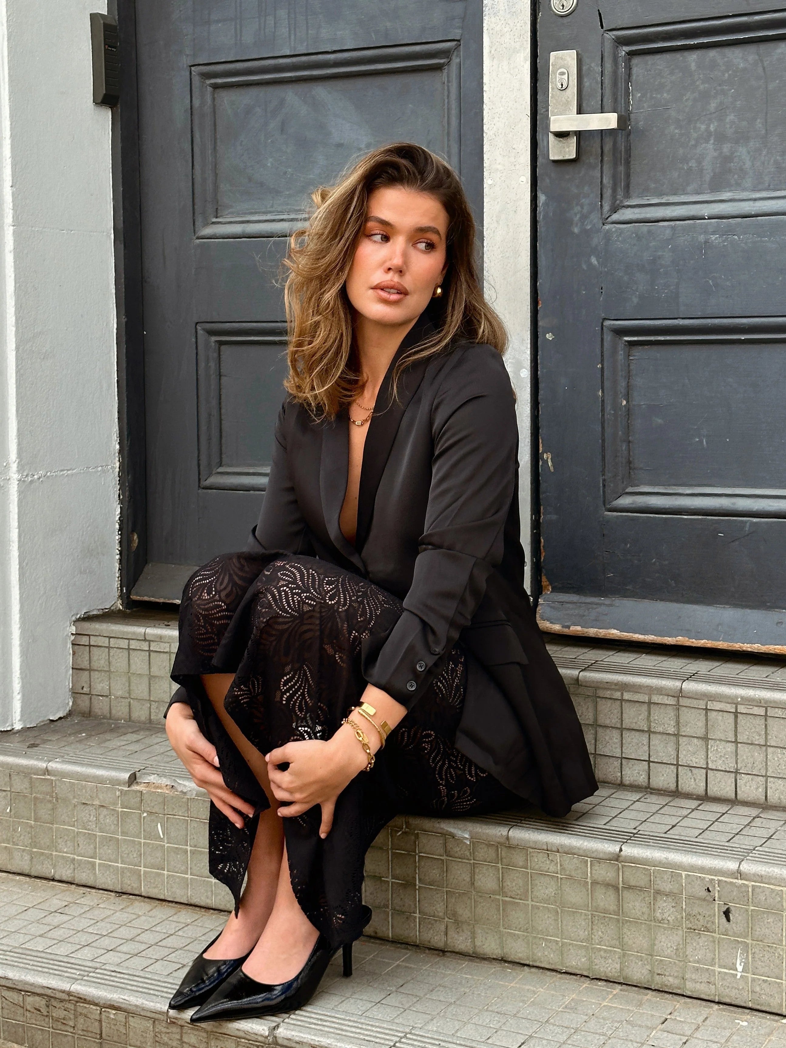 Louisa Lace Maxi Skirt - Black