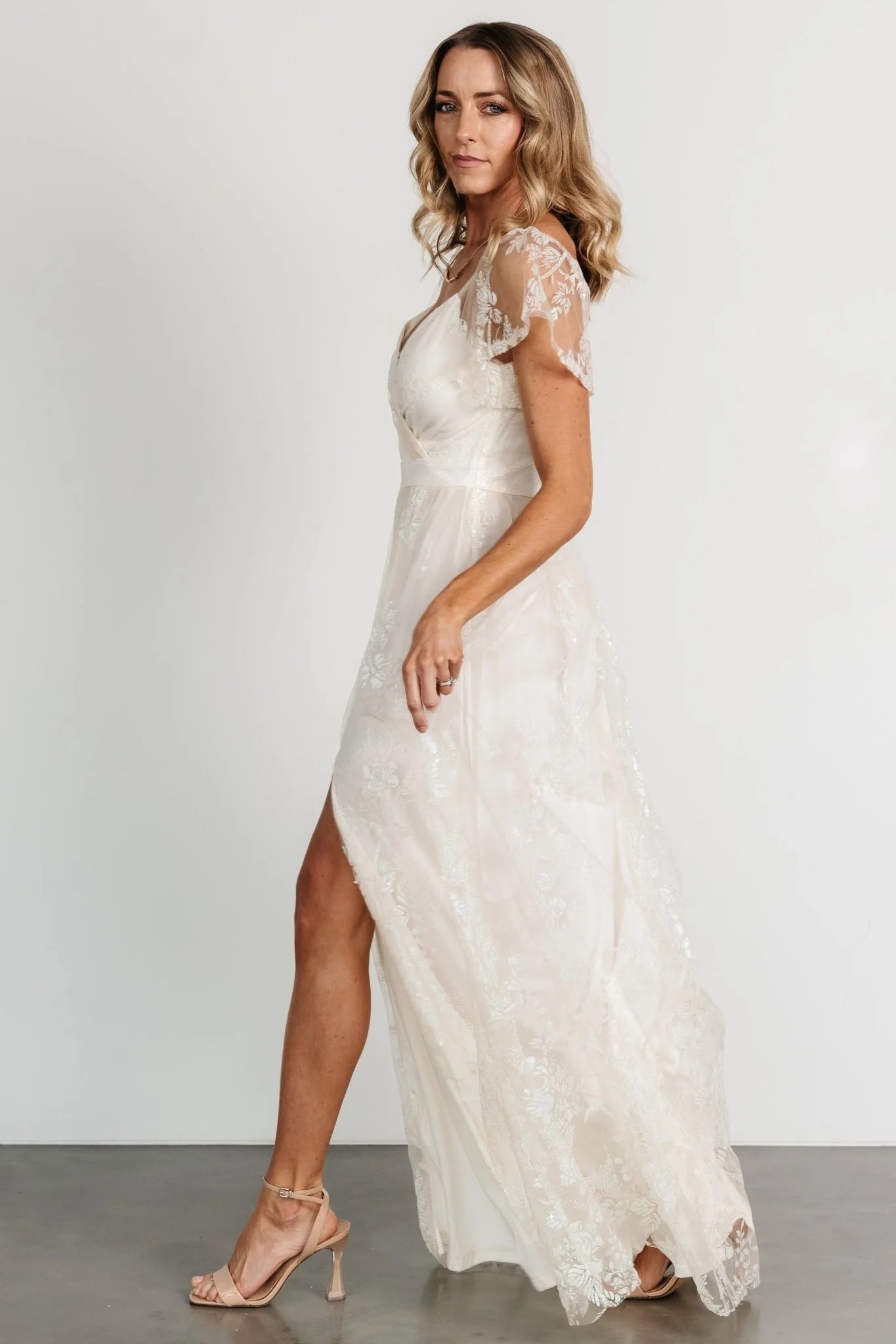 Corinne Shimmer Maxi Gown | Off White