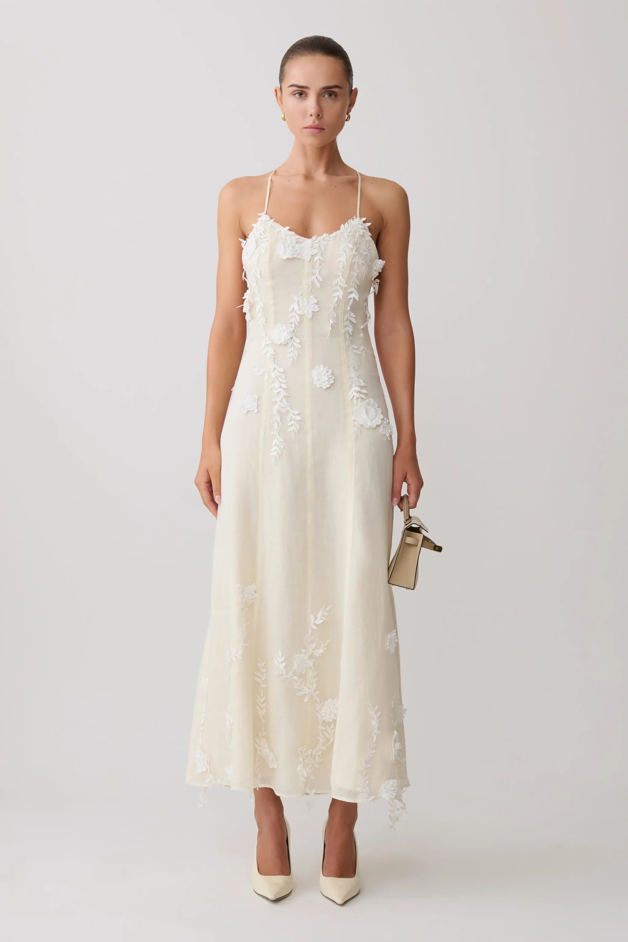 Floral Lace Midi Dress - Buttermilk